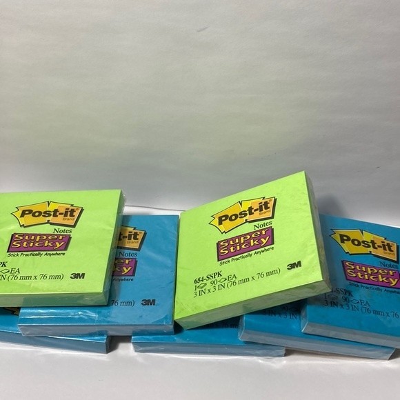 Post It Notes Super Sticky Blue Green 8 Packs - Picture 1 of 12